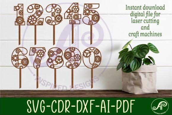 Download Gears Number Cake Toppers SVG Cut Files - Cake toppers Collection
