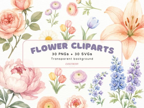 Download Flowers Watercolor Cliparts, Pastel PNG - Pastel Collection