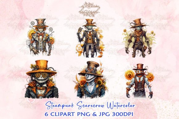 Download Steampunk Scarecrow Watercolor Clipart - Scarecrow watercolor Collection