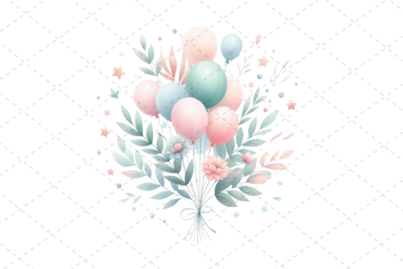 Download Festive Watercolor Balloon Bouquet - Festive watercolor Collection
