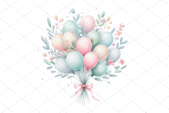 Download Festive Watercolor Balloon Bouquet - Festive watercolor Collection