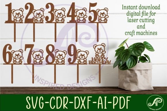 Download Teddy Bear Number Cake Toppers, 10 - Premium Bundle