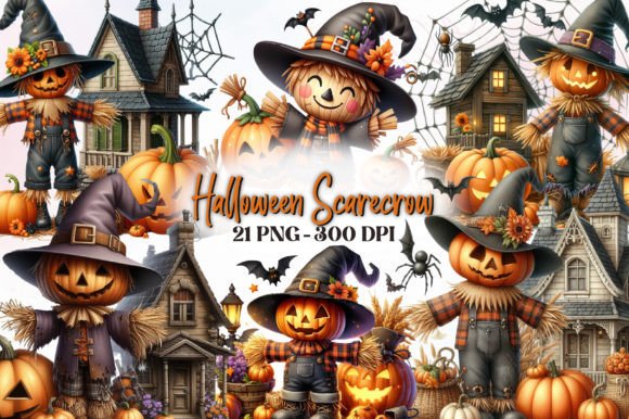 Download Halloween Scarecrow Watercolor Clipart - Scarecrow watercolor Collection