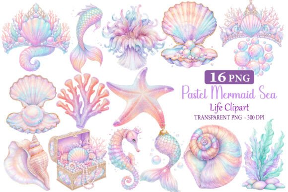 Download Pastel Mermaid Sea Life Clipart - Pastel Collection