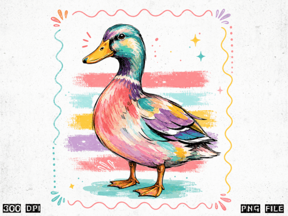 Download Pastel Vintage Duck PNG, Retro Colorful - Pastel Collection