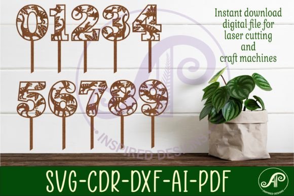 Download Dinosaur Number Cake Toppers SVG Files - Cake toppers Collection