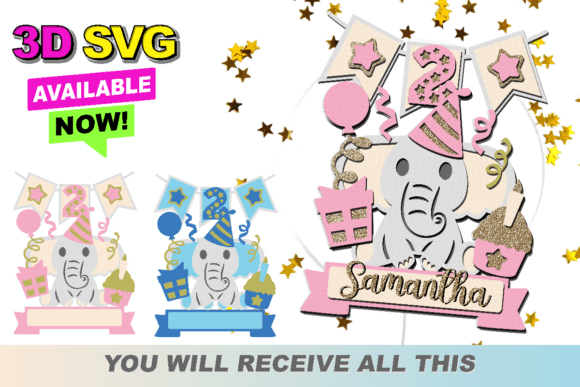 Download Elephant Baby Cake Topper 3D SVG - Premium Resources
