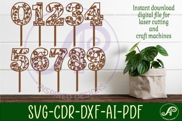 Download Wild Flower Number Cake Toppers SVG Cut - Cake toppers Collection