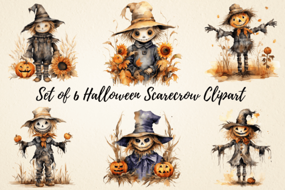Download Halloween Scarecrow Watercolor Clipart - Scarecrow watercolor Collection