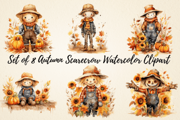 Download Autumn Scarecrow Watercolor Clipart - Scarecrow watercolor Collection