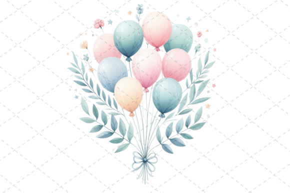 Download Festive Watercolor Balloon Bouquet - Festive watercolor Collection